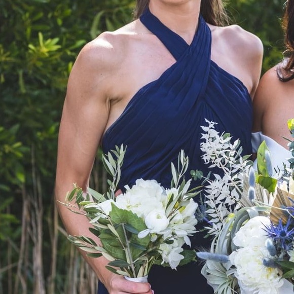 *Worn once* Navy Blue Morilee Jumpsuit. No flaws. - Picture 3 of 9